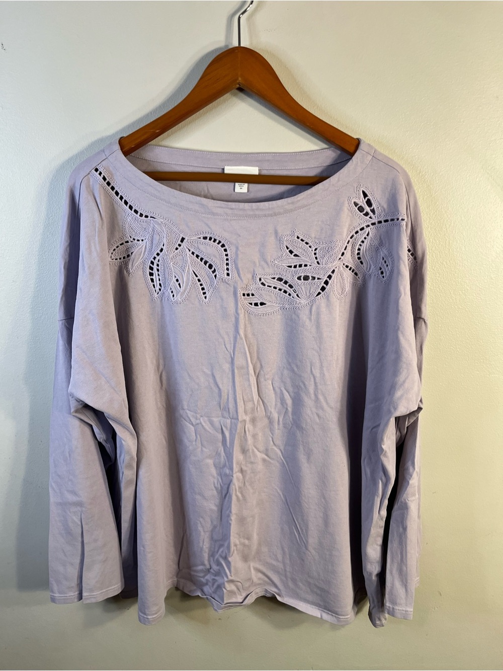 J. Jill Cutwork Long-Sleeve Top Lavender